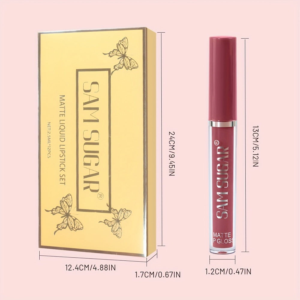 12pcs Matte Matte Lip Gloss Set - No Spillage, Long-lasting, Waterproof, Sweat-proof And Color-resistant. Lip Gloss And Lipstick Makeup for All Skin Types. A Perfect Gift.
