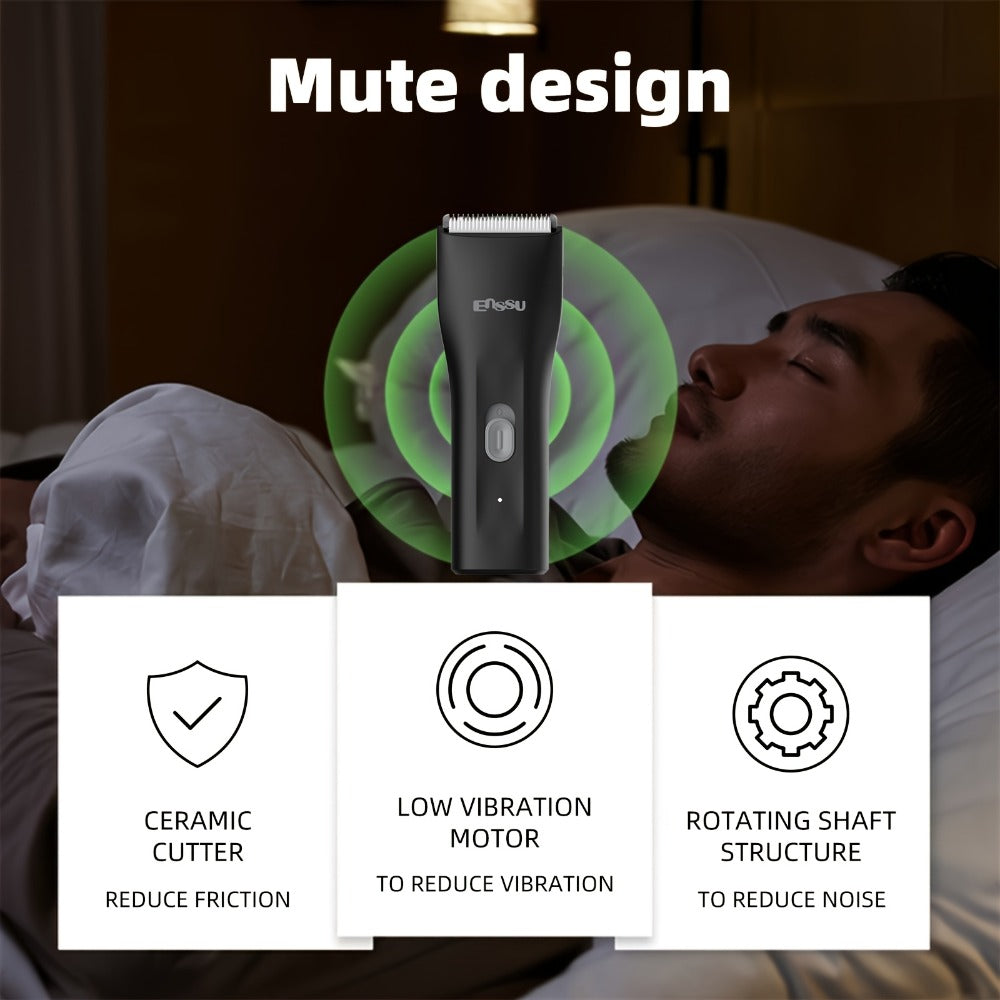 Ball Trimmer for Men - IPX7 Body Hair Trimmer, Ceramic Blade, Battery Display, Replaceable Blade Head, Electric Groin & Pubic Shaver, ES006