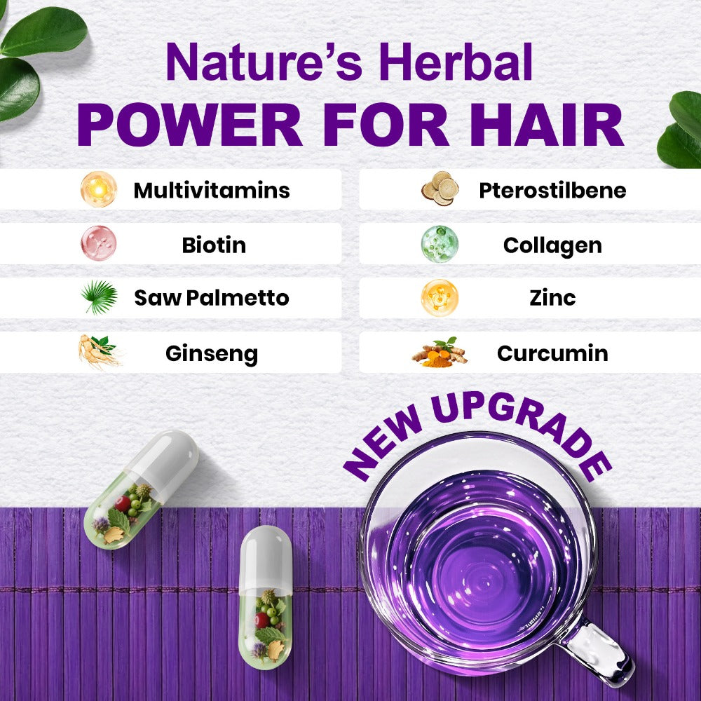 Hair Thick Supplements -Hair Density & Strength, Scalp Coverage & Hair Volume, Nourishes Thinning & Loss | Biotin, Collagen Peptide, Saw Palmetto, Vitamin C, D3, E & Hyaluronic Acid, Amino Acids Complex | Stomach-Friendly Formula, 90pcs