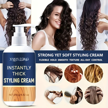 Hair Thickening Cream for Men & Women - Instant Volume & Fluffiness Boost, Lightweight Non-Greasy Formula, Plant-Based Squalane & Rosemary, Moisturizing Styling Cream for All Hair Types, 250g