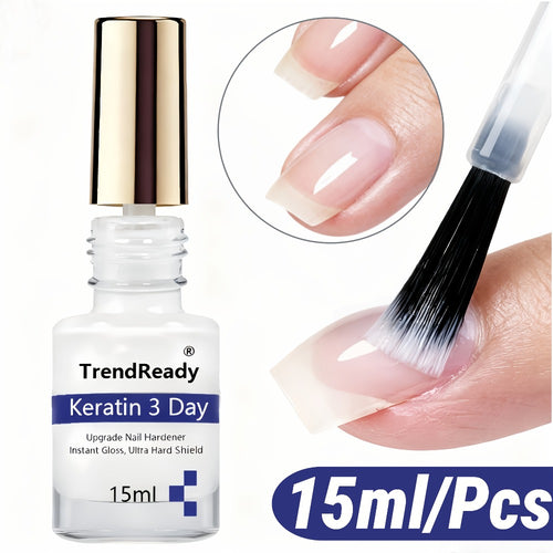 Nail Strengthener Oil 2 Pack - Vitamin E 4-in-1 Natural Protein Hardener for Weak Splitting Nails, Fast Dry Keratin Nail Care Treatment, Alcohol-Free Manicure Nail Polish Care, 2x15ml Bottles