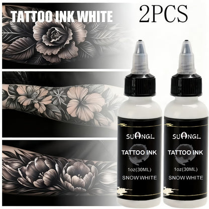 Professional Tattoo Ink Black & White 1.01oz — High Brightness Fine Particle Formula, Needle-Compatible Permanent Body Ink for Tattoo Machines, Studios & Hobbyists