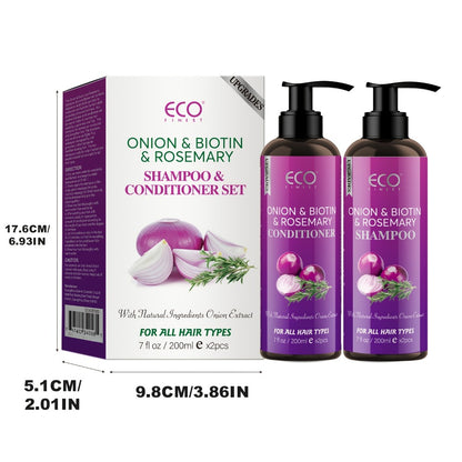Shampoo & Conditioner Set with Onion Extract, Biotin, Rosemary & Jojoba — Nourishing, Strengthening, Anti-Dandruff, Smoothing for Dry Rough Hair, Natural Hair Moisturizer