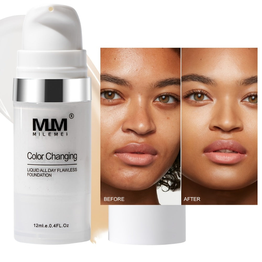 Color-Changing Liquid Foundation 3PCS BB Cream with Glycerin Moisturizing Lightweight Non-Cakey Natural Flawless Coverage Unisex All Skin Tones Makeup