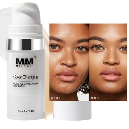 Color-Changing Liquid Foundation 3PCS BB Cream with Glycerin Moisturizing Lightweight Non-Cakey Natural Flawless Coverage Unisex All Skin Tones Makeup