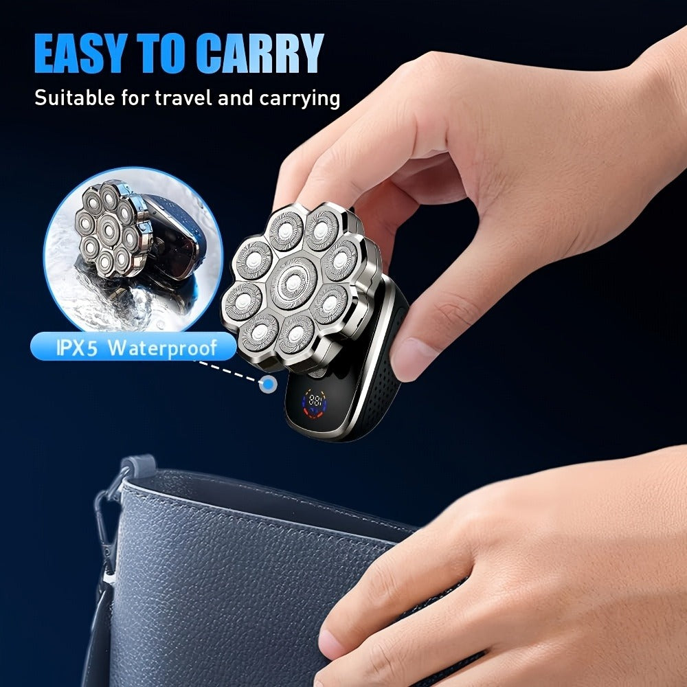 Electric Shaver for Men, Designed for Bald Individuals, Featuring a 5-In-1 Razor Suitable for Both Dry And Wet Shaving. It Comes with a 7D/9D Floating Head And Detachable Magnetic Blades, Making It an Ideal Gift for a Father Or Partner