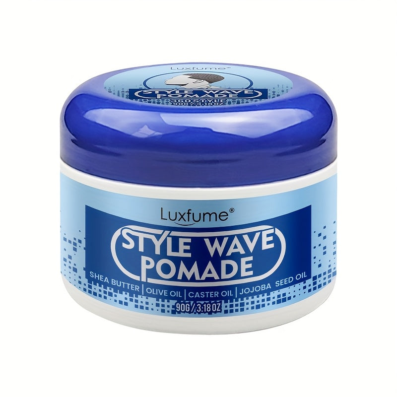 Luxfume Wave Pomade- 3.18oz, Strong Hold And Edge Control, Non-greasy, Easy to Wash Out, Suitable for All Hair Types, Enriched with Natural Botanical Extracts Styling Cream-wave Pommade Pour Hommes