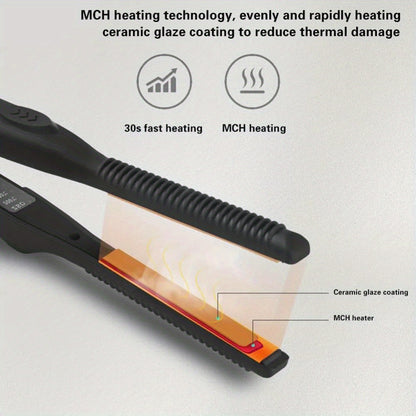 Hair Straightener & Curling Iron 2-in-1 — 4-Mode Adjustable Temp, Fast Heat Root Crimper, Wavy Hair Crimper Tool for Professional Salon & Home Use, Compact Travel-Ready Flat Iron