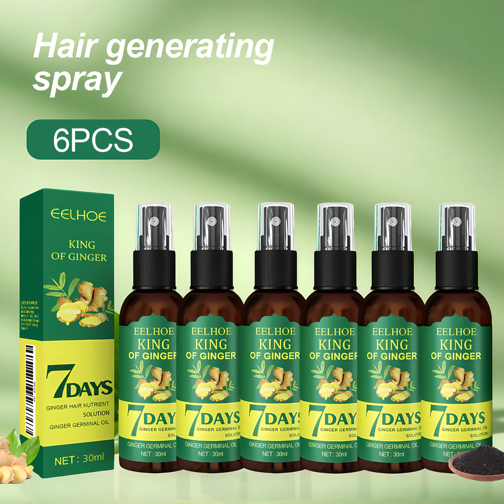 6pcs Seven-Day Moisturizing Ginger Hair Oil Spray, Suitable for Dry, Frizzy, And Curly Hair, Making It Easier to Comb, Nourishing, Gentle on The Skin, And Suitable for All Hair Types. Enhances Overall Texture