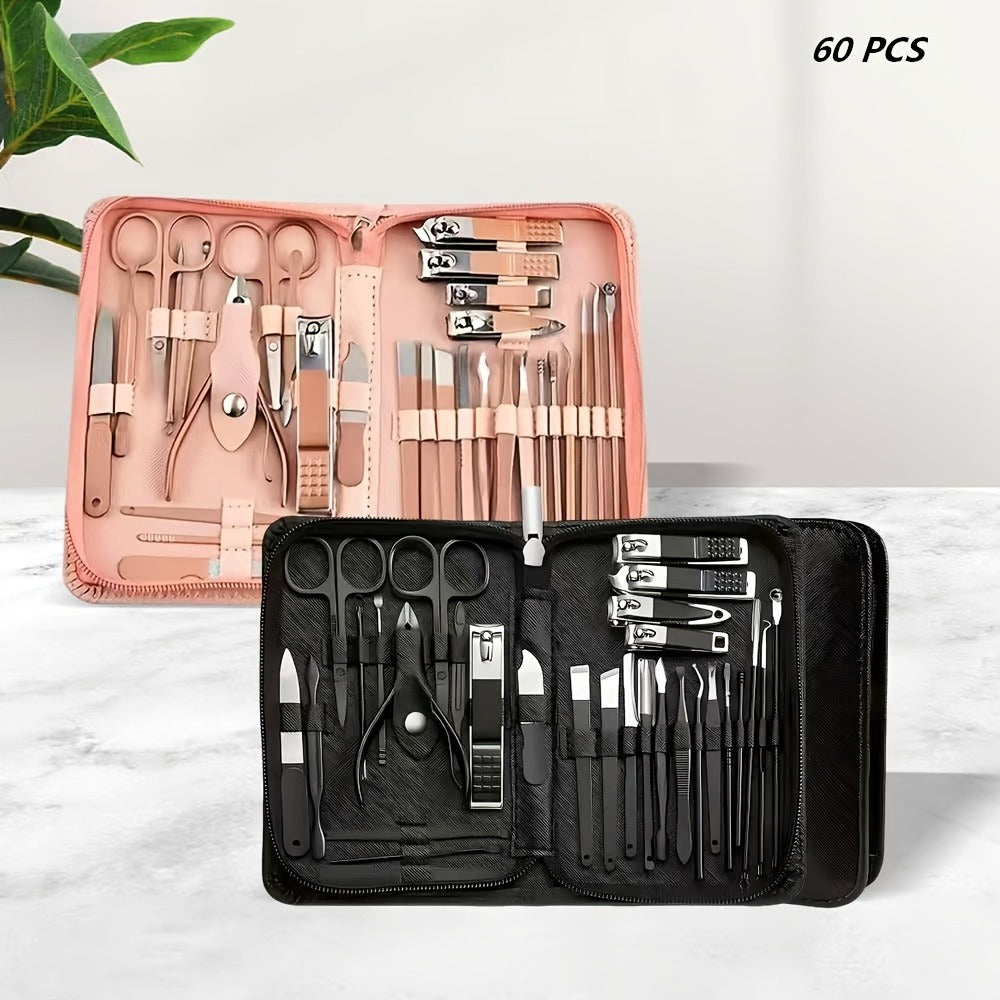 9/18/30/60pcs Manicure Set | Gradient Purple-Blue, Black, Pink, Dark Green Options | Professional Nail Clipper & Pedicure Kit | Portable Travel Grooming Tools For Cuticle Trimming & Nail Care | Ideal Valentine'S Day & Spring Festival Gift For Her