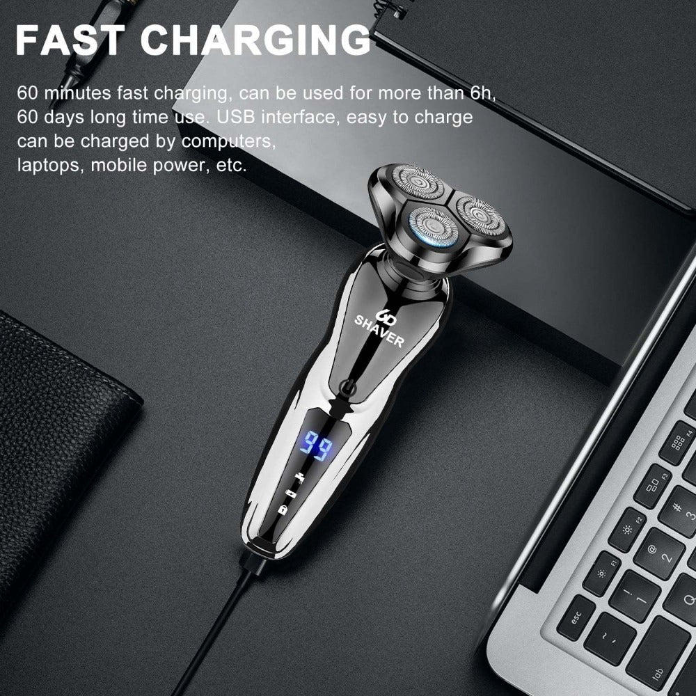Father's Day Gift for Men, Electric Shavers Cordless Rechargeable Face Beard Nose Hair Trimmer 3-in-1 Kit Make Up, Ideal Gift for Father, Boyfriend, Brother