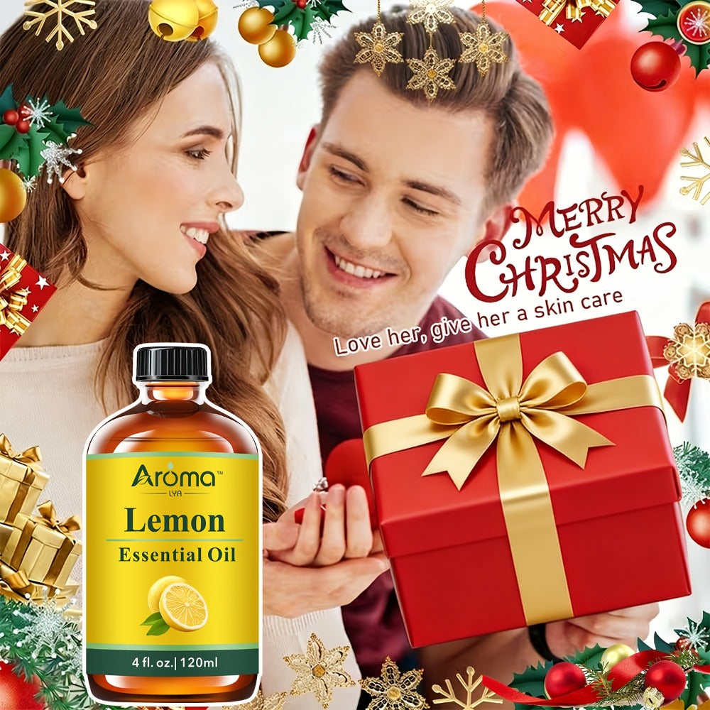 4.06oz Lemon Essential Oils, Natural Plant Peppermint Frankincense Essential Oils For Hair And Skin, Massage, Humidifiers, Home Diffusers, Soaps, Scented Candle Making - Local Warehouse- Mother'S Day Gift