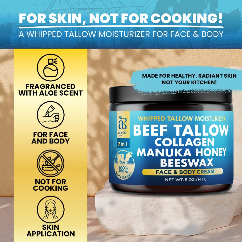 ARCTIC BEAUTY! Whipped Beef Tallow Moisturizer: All-in-One Face & Body Cream for All Skin Types