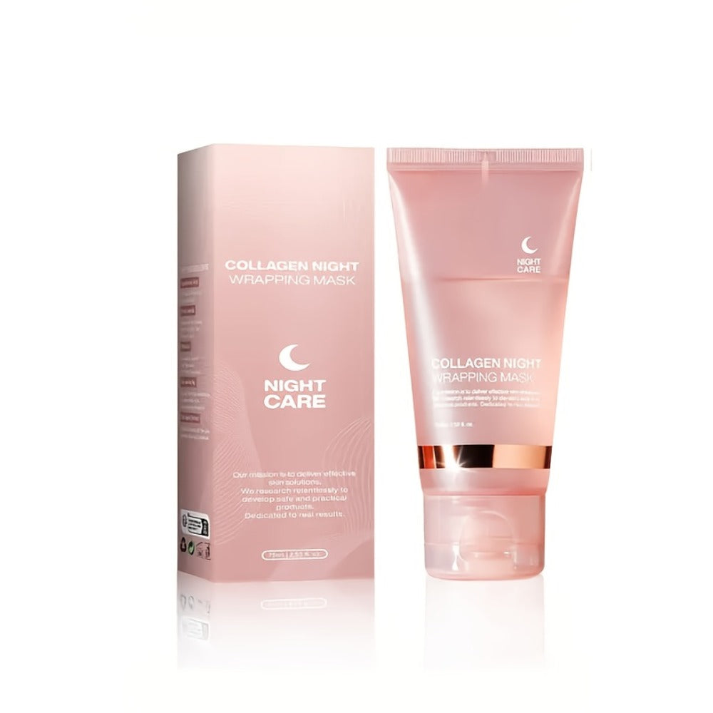 3pcs Collagen Night Wrap Mask with Jelly Brush, Alcohol-Free And Gentle, Deeply Moisturizing And Nourishing, Suitable for All Skin Types, Glossy, 2.54 Oz*2, Valentine'S Day Gift, Essential for