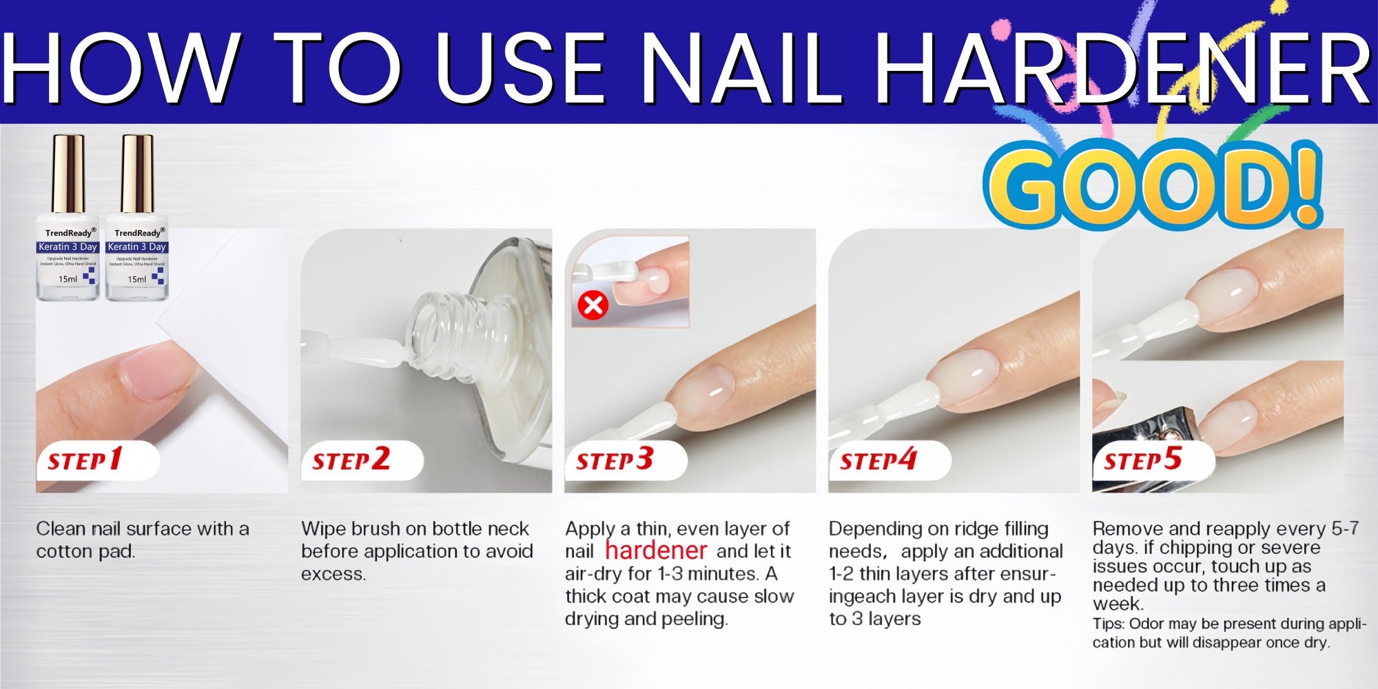 2PCS 0.51oz Nail Hardener | White Nail Hardener Extra Strong For Weak Nails | Long Lasting & Fast Drying Nail Polish For Weak Splitting Break | Manicure Essentials, Nail Care, Smoothes Nails | Halloween Gift, Christmas Gift, Nail Oil