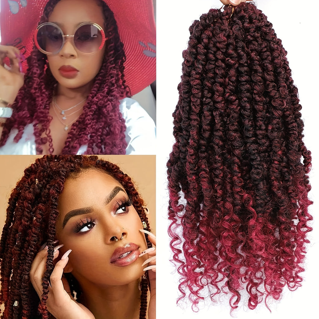 Passion Twist Crochet Hair 8-10 Inch 8 Packs Pre-twisted Passion Twist Hair Pre Looped Crochet Braids Short Twist Hair With Curly Ends Soft Bohemian Crochet Hair Extension For Women
