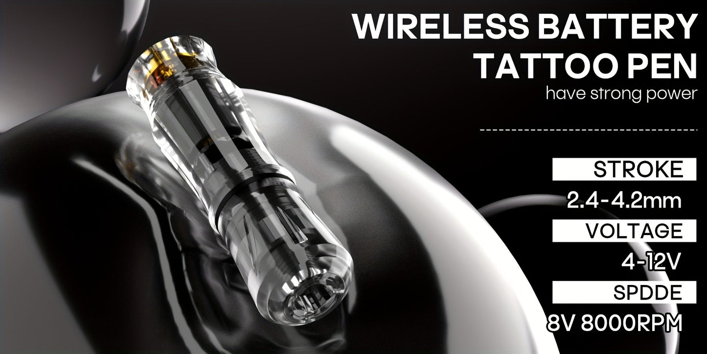 Wireless Tattoo Machine Kit Complete Set Rotary Tattoo Pen with 1400mAh Battery Digital Display 10 Cartridge Needles 6 Inks Practice Skin Beginner & Pro
