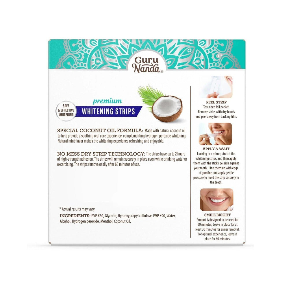 Teeth Whitening Strips 7-Day Treatment with Non-Slip Dry Strip Technology, Hydrogen Peroxide & Coconut Oil Formula, Removes Coffee Wine & Smoking Stains, Easy Peel-Off Design for Brighter Smile