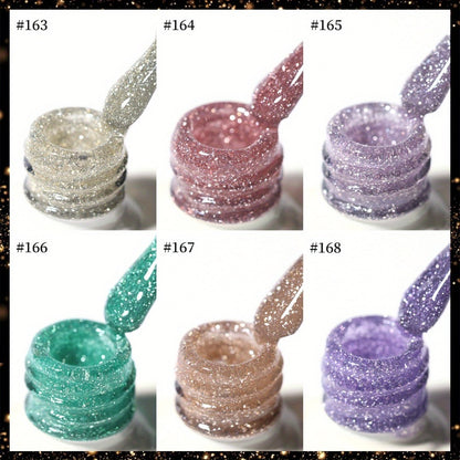 Diamond Glitter Gel Polish Set 6 Colors Sparkling Shine Finish Alcohol-Free | Soak-Off UV LED Long-Lasting Chip-Resistant Nail Art Kit | Women DIY Home Salon Manicure Holiday Party Gift