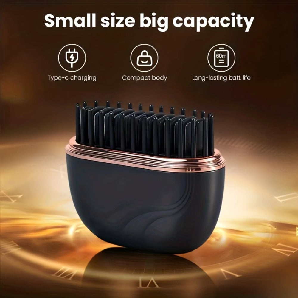 Mini Straightening Brush USB Rechargeable — Portable Flat Iron Hot Comb for Bangs, Travel Hair Straightener, Compact Styling Tool for Women, Students & Professionals