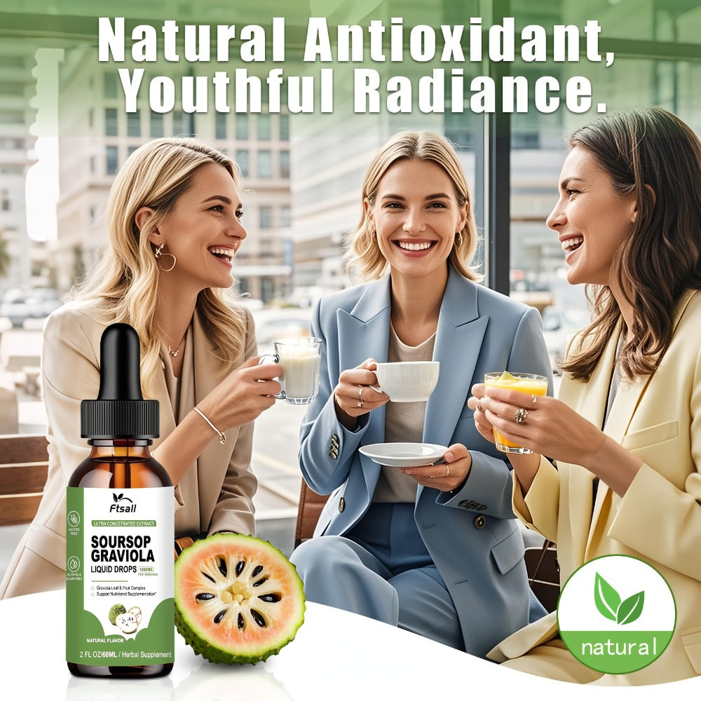 Ftsall Soursop Bitters 1800mg High Absorption Soursop Graviola Liquid Drops Gluten Free 2fl.oz Soursop Leaf Drops