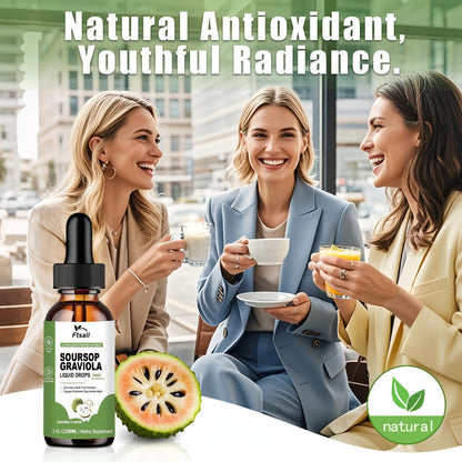 Soursop Bitters Liquid Drops 1800mg | Graviola Leaf & Fruit Extract | High Absorption Natural Supplement | Gluten-Free Sugar-Free Digestive & Immune Support | 2 Fl Oz
