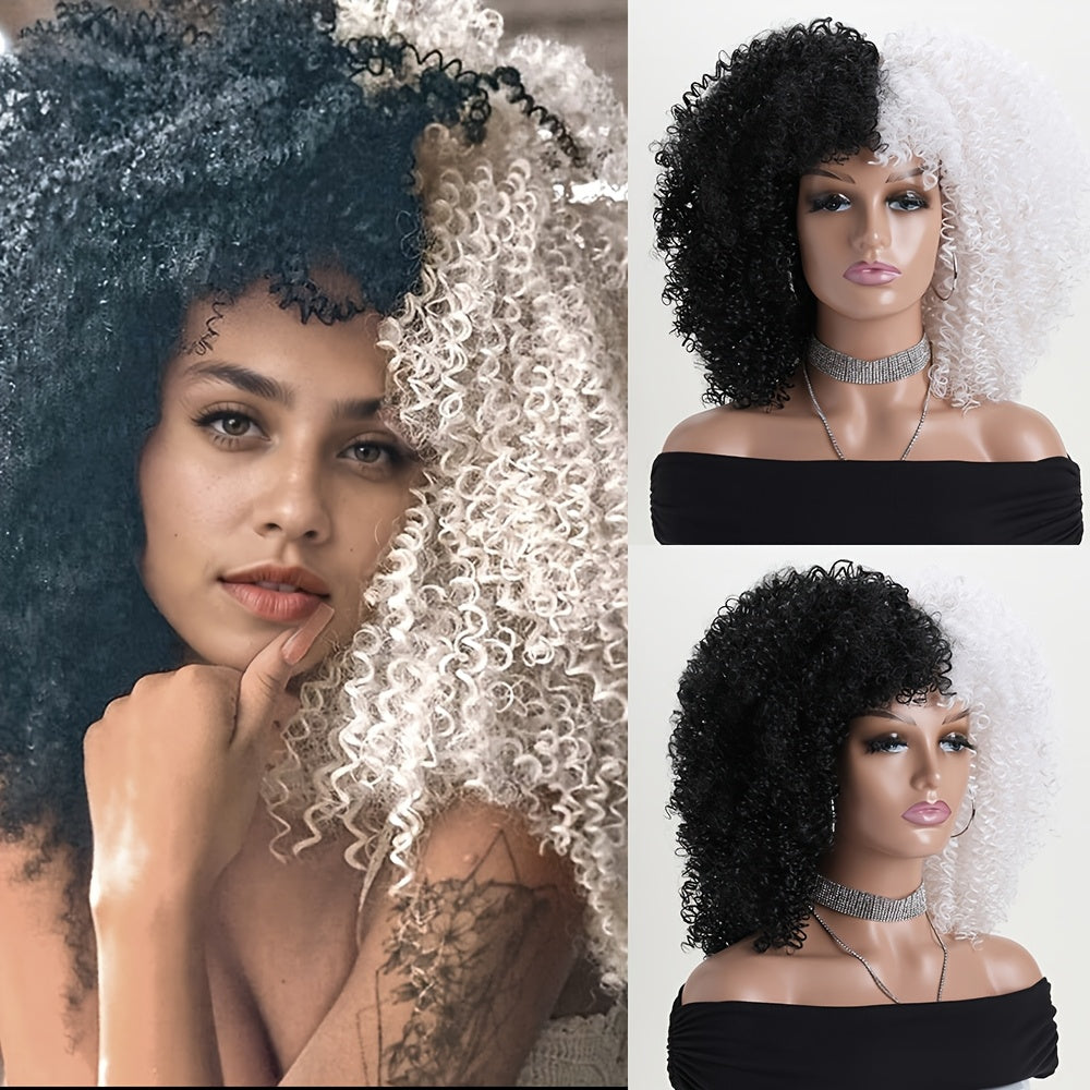 16-inch Short Curly Afro Kinky Curly Red Wig, Women's Fashionable and Elegant Stretchable Net Synthetic Fiber Hair Replacement Wig for Women, Heat-Resistant Fiber Wig Suitable for Daily Wear, Cosplay, Parties, Music Festivals, Weddings, and Balls