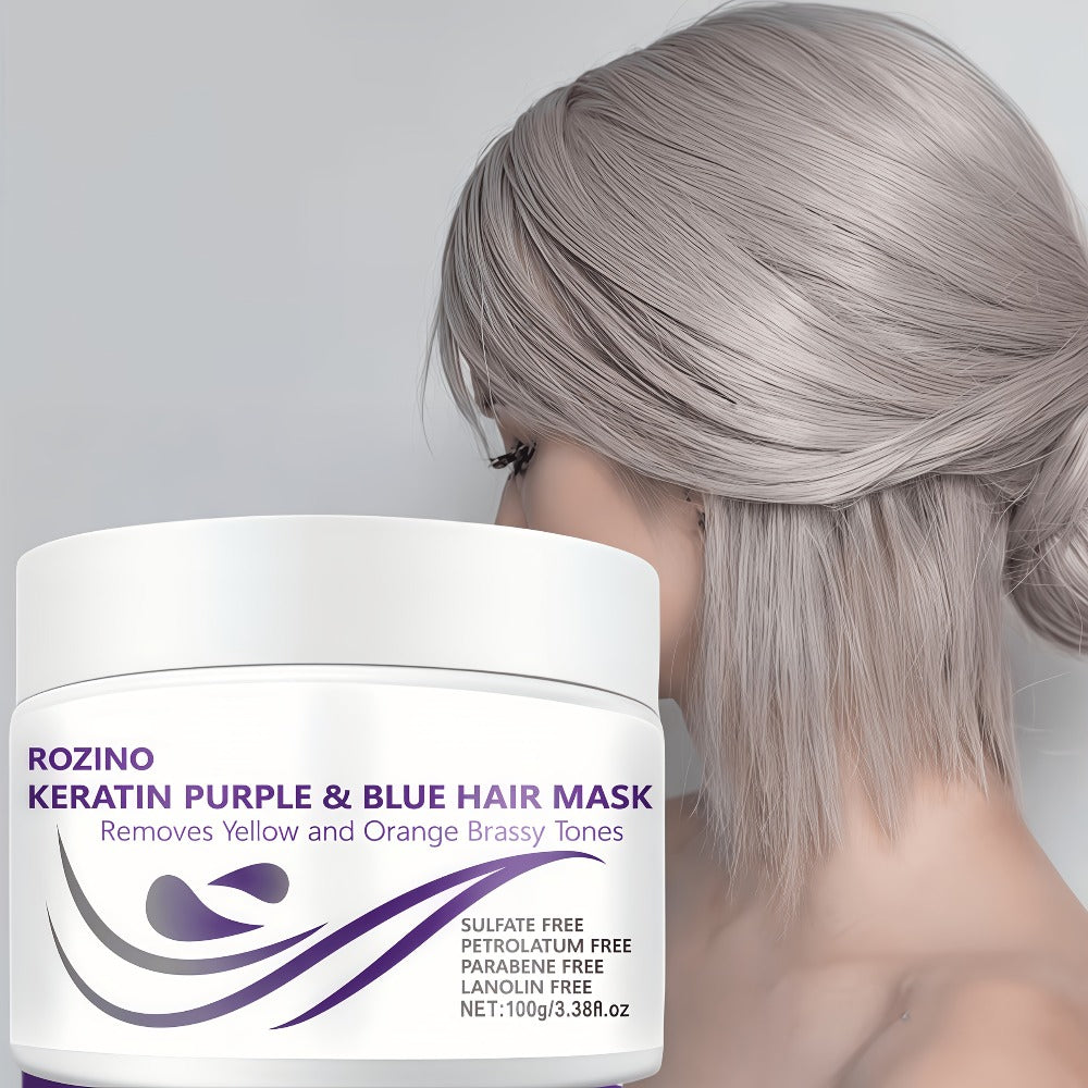 Purple Hair Mask Toner 2-Pack 3.53oz | 72-Hour Moisturizing Removes Brassiness Yellow Tones | Violet Keratin Rosemary | Smooths Frizzy Dry Hair in 3 Min | Blonde Platinum Gray