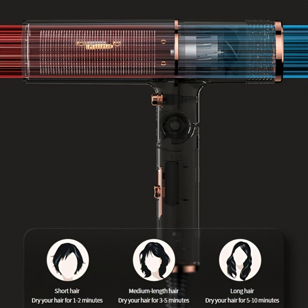 Professional Hair Dryer with Foldable Handle — Bristle Motor, Hot & Cold Air, Concentrator Nozzle & Stand Included, Quick Dry for All Hair Types