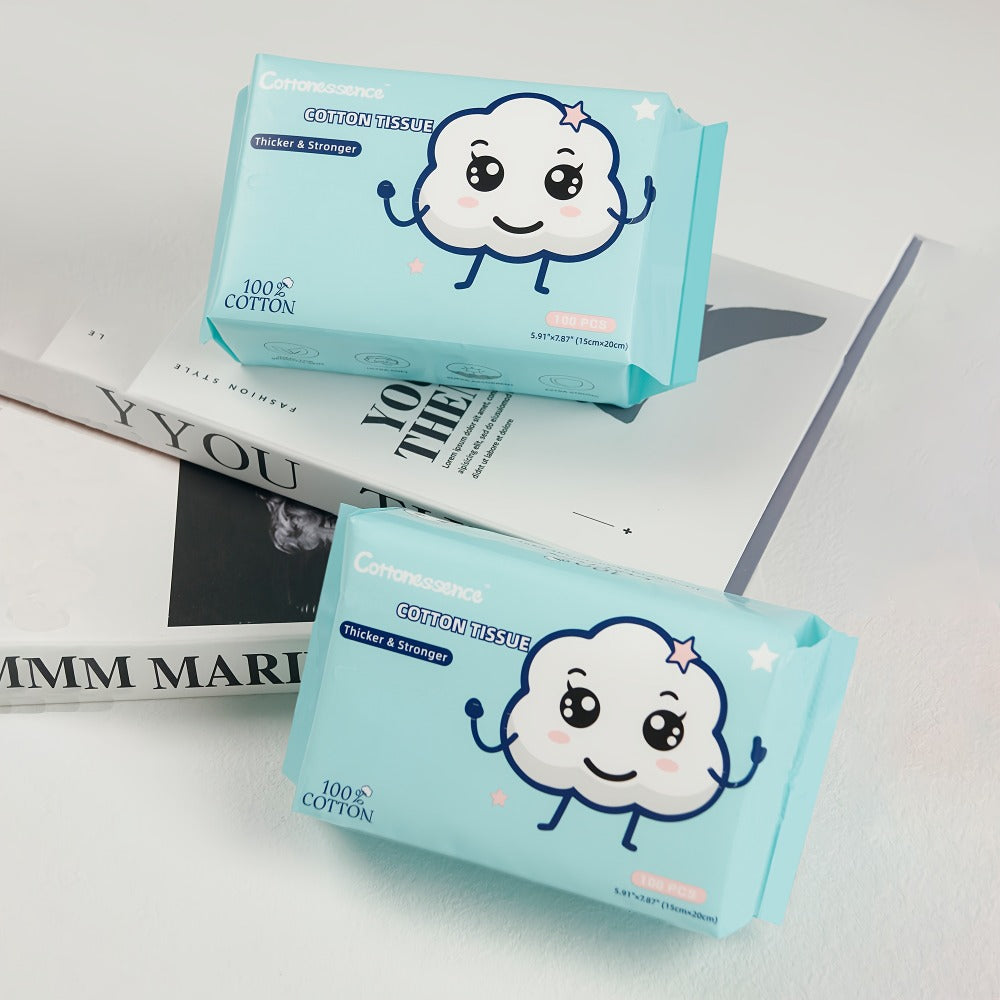 200/400/600 Count Disposable Face Towel, 100% Cotton Tissues Facial Towels, Draw Style Facial Towel Cleansing Towel, Reusable, Soft And Thickened Without Linting, Wet And Dry, Suitable for Facial Care And Makeup Removal.