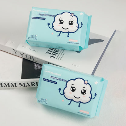 Disposable Face Towels 100% Cotton – Soft Thick Lint-Free Cleansing Wipes for Facial Care & Makeup Removal, Wet & Dry Use, Draw-Style Box, 200/400/600 Count