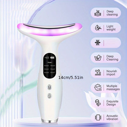 Vibrating Face & Neck Massager Rechargeable USB Lithium Battery Adjustable Strength Anti-Aging Skin Tightening Eye Massage Beauty Tool Skincare Device for Women White Pink