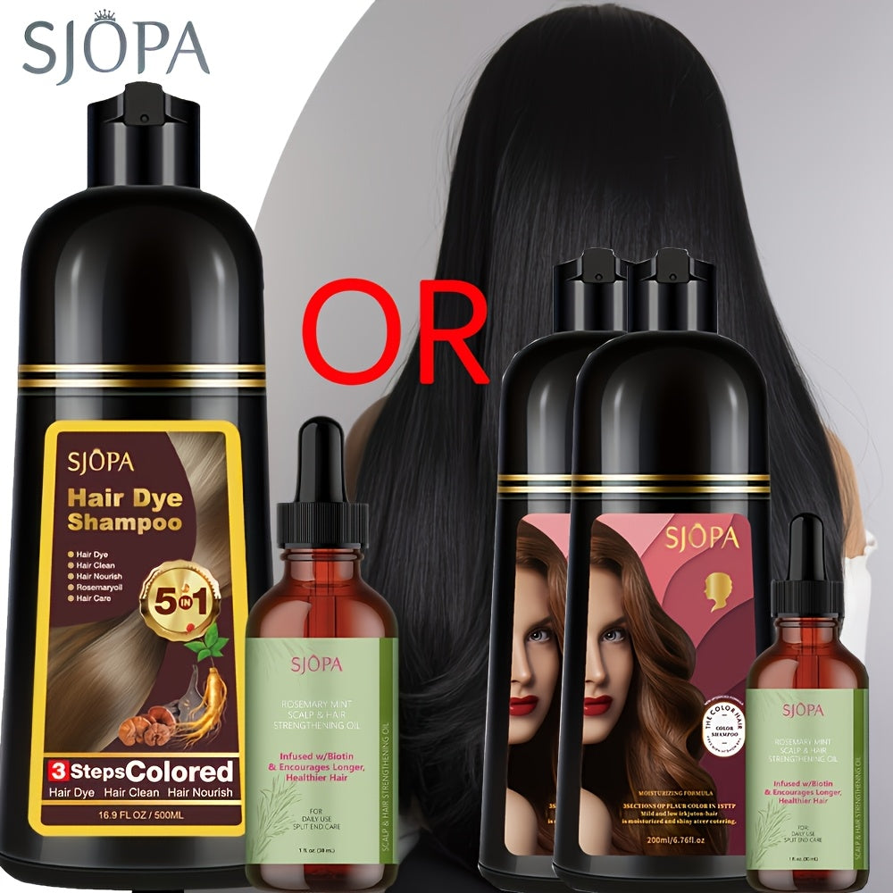 Hair Dye Kit – 3-in-1 Hair Dyeing Shampoo with Rosemary Oil & Squalane, Natural Plant-Based Formula, Gentle on Skin, Fast Color, Multi-Shade Home Hair Color Set
