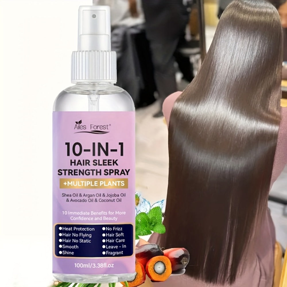 Hair Care Spray 10-in-1 No-Rinse Leave-In Conditioner — Fragrance-Free, Anti-Frizz, Detangling, Shine-Boosting, Plant-Based Formula for Dry Damaged Hair, All Hair Types, 100ml