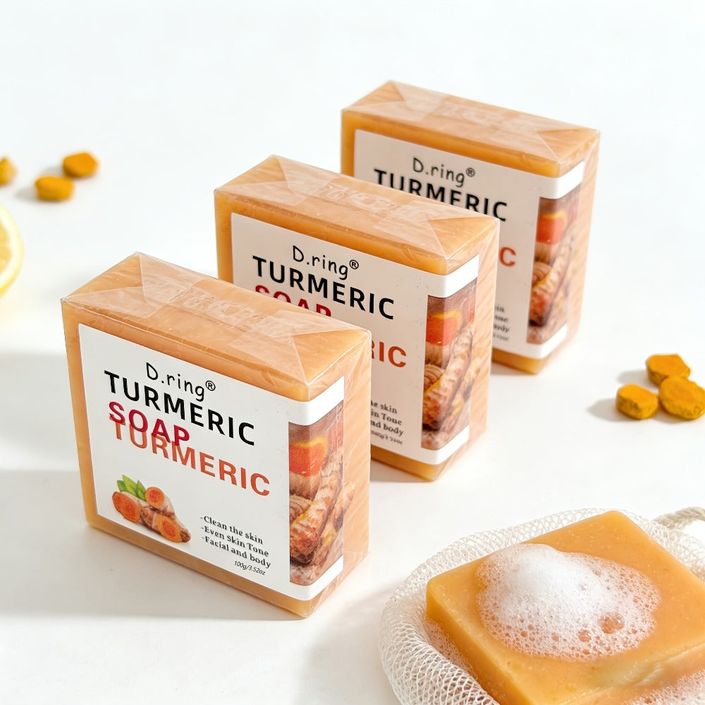 Turmeric Kojic Acid Soap Bar - Natural Lemon Brightening Face & Body Cleanser with Gentle Exfoliation, Paraben-Free Cold Processed Formula, All Skin Types, 15 Bars