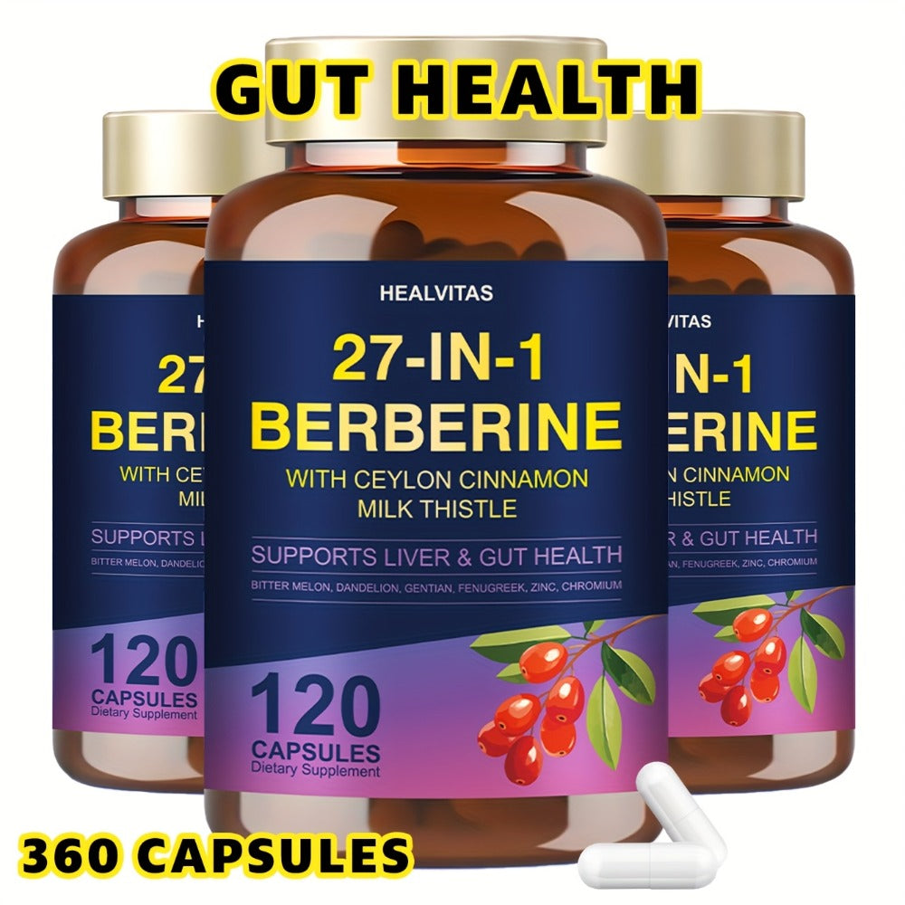 Berberine Supplemen, with Berberine Ceylon Cinnamon & Milk Thistle Green Tea Aloe Vera- Activating Natural Herbal Formula, Liver & Gut Health Support, Gluco Golden Advanced - Digestive Health Support Healthy Immune System Support.