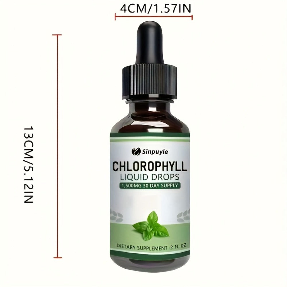 Chlorophyll Liquid Drops - Immune Support, Internal Deodorizer & Skin Health Supplement, 4 Month Supply, Natural Mint Flavor