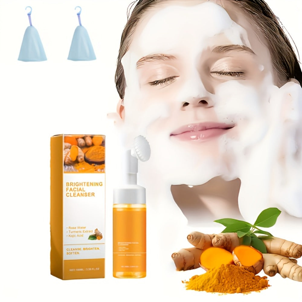 2pcs Turmeric Skincare Facial Cleanser, Controls Oil, Refines Pores, Deeply Cleanses The Face, Moisturizes The Skin, Gently Balances Oil, Rich in Kojic Acid And Turmeric, Suitable for Both Men And Women, The Best Christmas Gift, Travel-Friendly