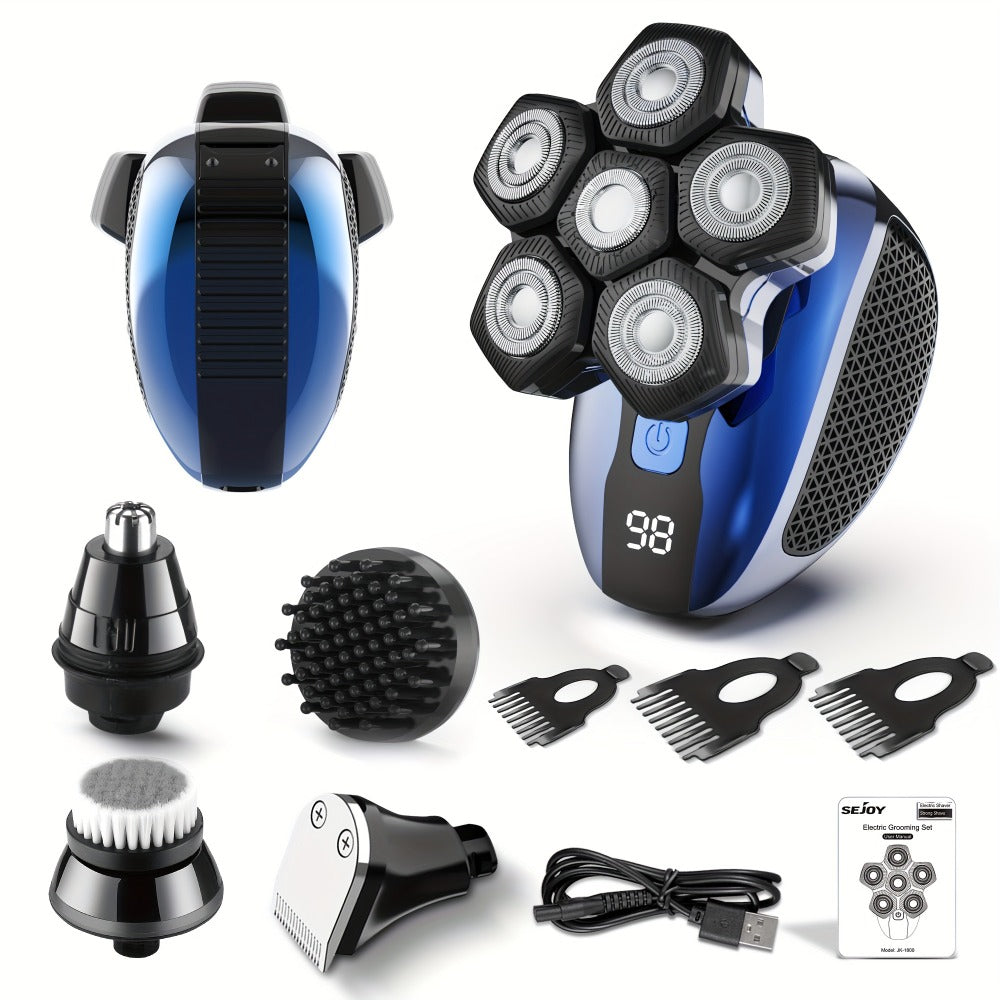 Sejoy 7D Electric Shaver For Bald Men, Upgraded 7 Floating Head, With Nose Hair Trimmer, Facial Cleaning Brush1.5H Fast Charging Travel Lock, Best Gift