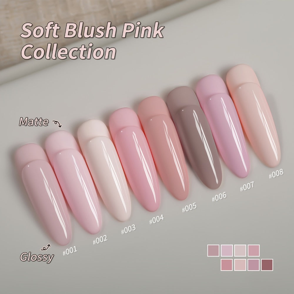 Gel Nail Polish Set 8 Colors Semi Permanent Soak Off LED Manicure Kit - 0.51oz Each Nail Art DIY Home Salon Gel Polish Kit Gift for Women Gentle Pink Shades
