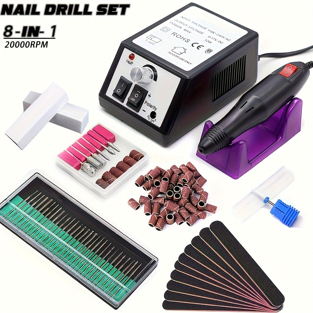20000RPM Electric Nail Machine Desktop Equipment with Milling Cutters Bits Set Gel Cuticle Armor Removal Pedicure Manicure Tool Professional Electric Nail Drill Milling Machine for Manicure Pedicure Files Tools Kit Nail Polisher