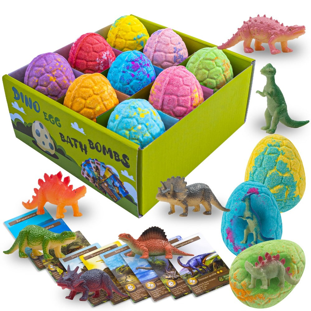 Christmas Gift Dinosaur Egg Bath Bombs, Containing Surprises, 9-pack Dinosaur Bath Toys, Suitable for and, Bubble Gum, Educational Birthday and Valentine's Day Gift Ideas