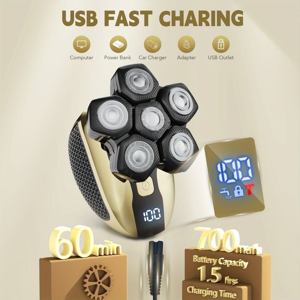 Sejoy 7D Electric Shaver For Bald Men, Upgraded 7 Floating Head, With Nose Hair Trimmer, Facial Cleaning Brush1.5H Fast Charging Travel Lock, Best Gift