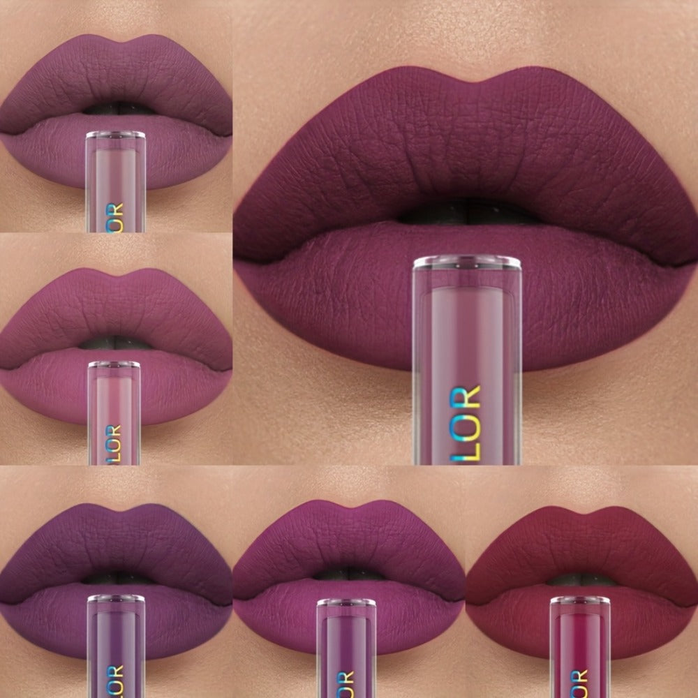 Lip Glaze Set Matte Liquid Lipstick 6pcs - Long-Lasting Non-Sticky Non-Drying Colorfast Lip Tint with Natural Scent for Defined Contoured Lips Everyday Makeup