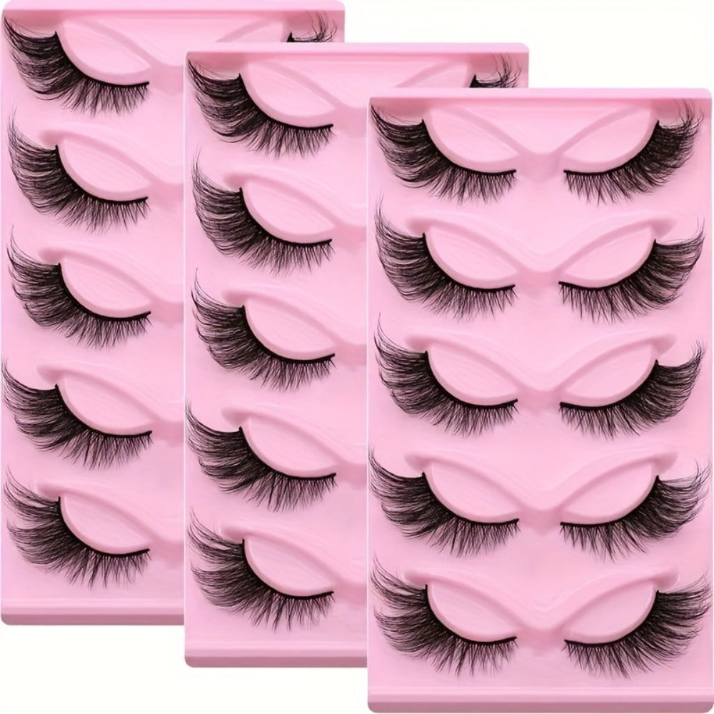 3 Packs Of 15 Pairs Of Long Cat-eye False Eyelashes - A Perfect Holiday Gift, Long And Thick For A Glamorous Look - Reusable Strip False Eyelashes For Captivating Eye Makeup, A Must-have Gift For Easter, Spring, And Summer.