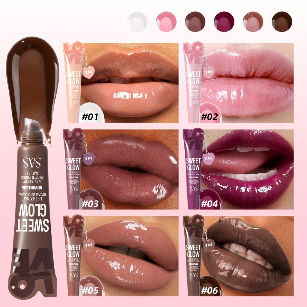 Heart Pendant Lip Gloss, Available in 6 Shades, Mirror-Like Shine, Long-Lasting, Fade-Resistant, Non-Tacky, Vibrant Colors, Ideal for All Skin Tones, Lip Gloss Designed for Women