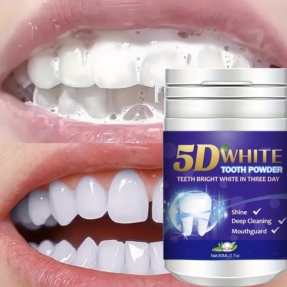 2.71oz Tooth Cleaning Powder Contains Baking Soda, Honeysuckle Extract, Mint Extract It Has a Refreshing Minty Flavor That Freshens Breath, Brushes Teeth to Reduce Bad Breath, Long-lasting Fragrance, Whitens Teeth Fresh Teeth Cleaning Tooth Powder