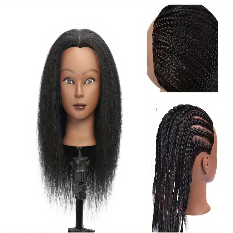 Premium Mannequin Head with Short Afro Curly Hair Human Hair for Hairdresser Practice Trainning Hair Additions with Free Clamp for Valentine'S Day Mother'S Day Spring Season Gift