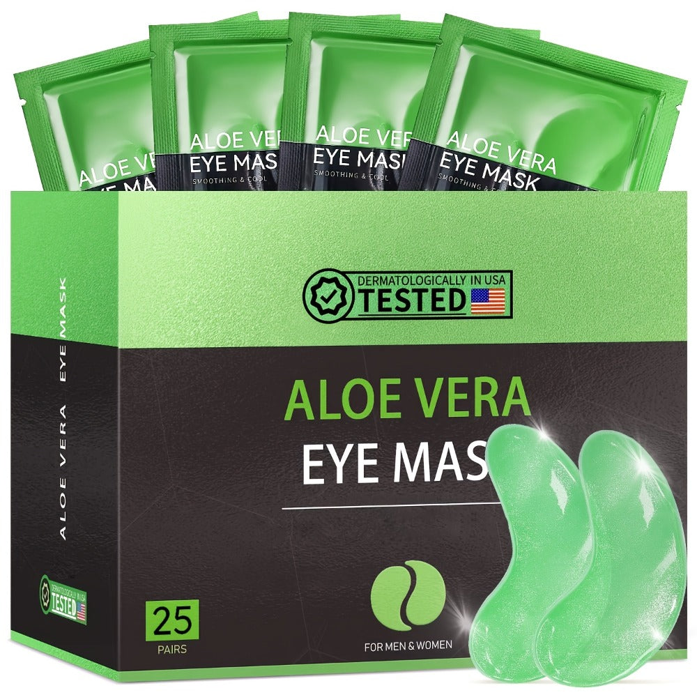 Under Eye Mask Patches 25 Pairs – Caffeine, Hyaluronic Acid & Aloe Vera Collagen Eye Masks for Dark Circles, Puffiness & Deep Hydration | All Skin Types, Men & Women