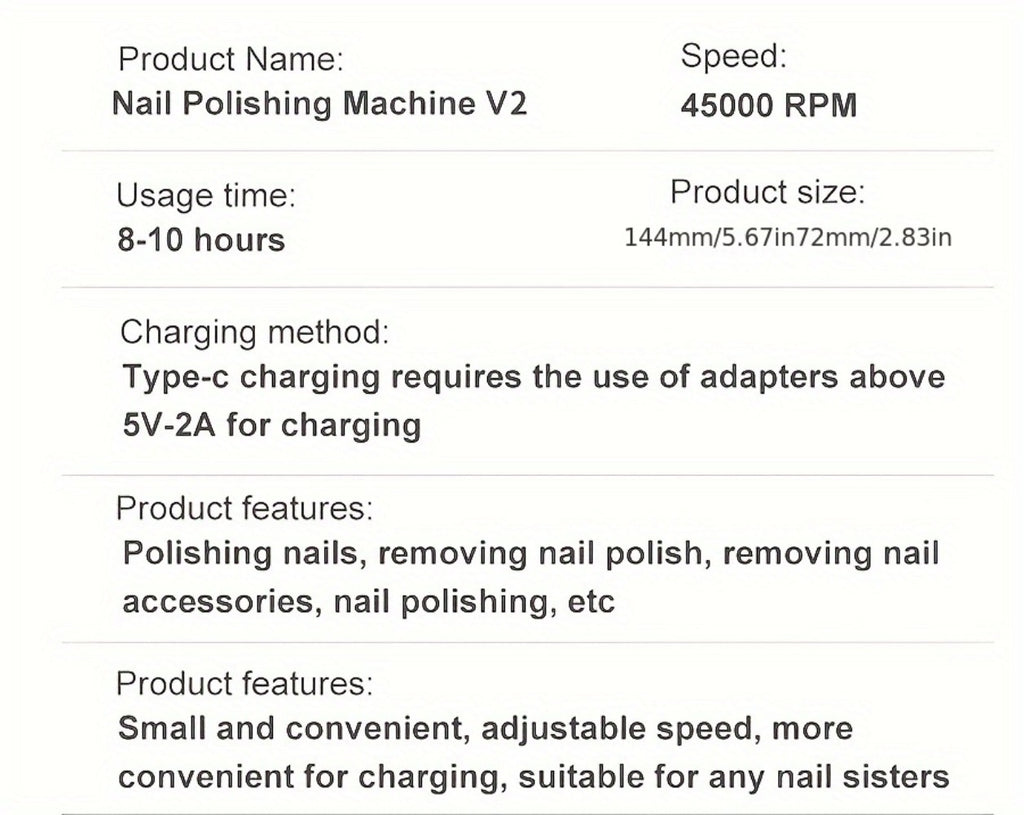 45000RPM Adjustable Speed Low-noise Nail Drill Cordless Display Power Portable Nail File Nail Grinder Suitable for Home Nail Salon Gel Nail Polishing for Nail Salon And Home